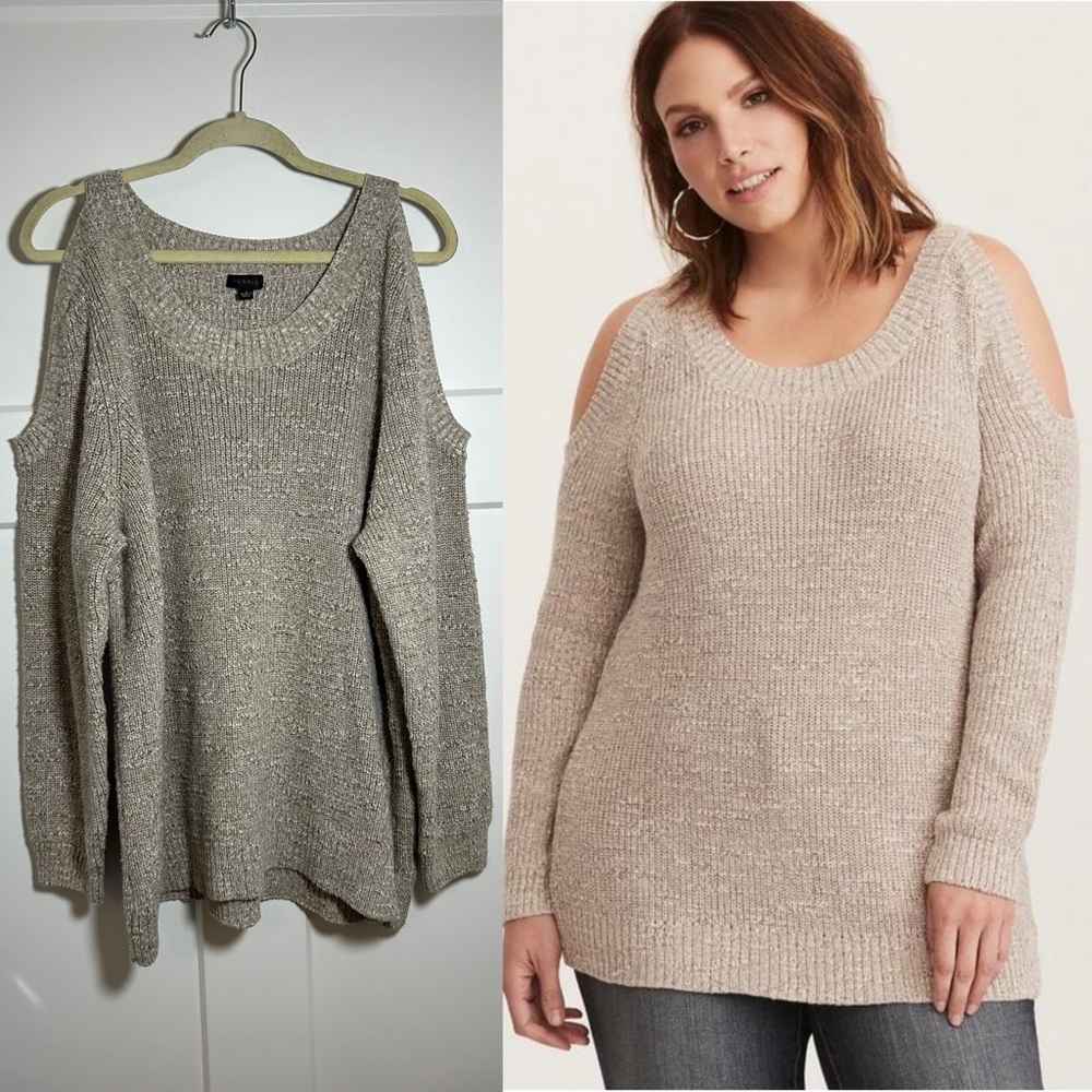 Torrid plus size cold shoulder sweater